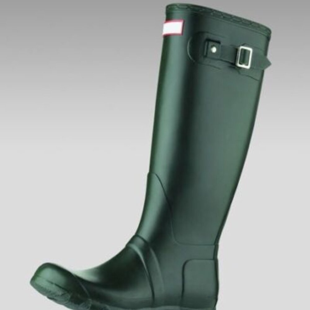Hunter Unisex Green Original Tall W23177 Rubber Pull-On Rain Boots Size US 5M/6F